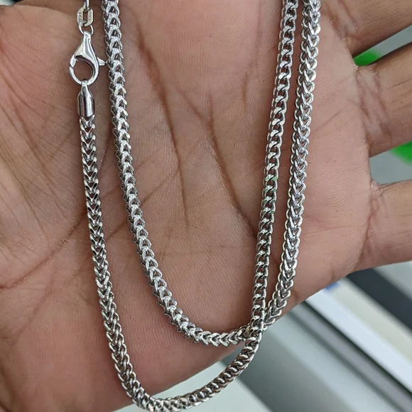 14kt Real White Gold Franco Diamond Cut Chain